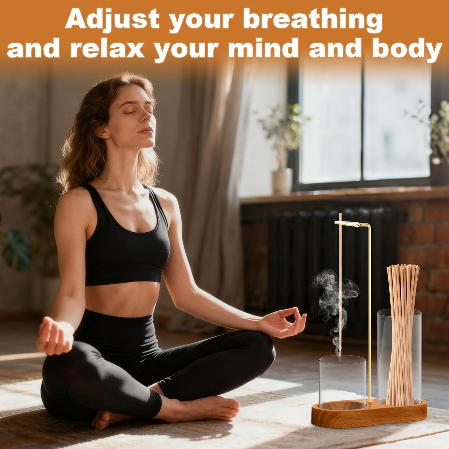 Glass Incense Holder, 3 in 1 Incense Sticks Burner Holder with Storage, Hang Upside Down Incense Holder for Sticks with Glass Ash Catcher for HolderBedroom House Yoga Meditation Zen