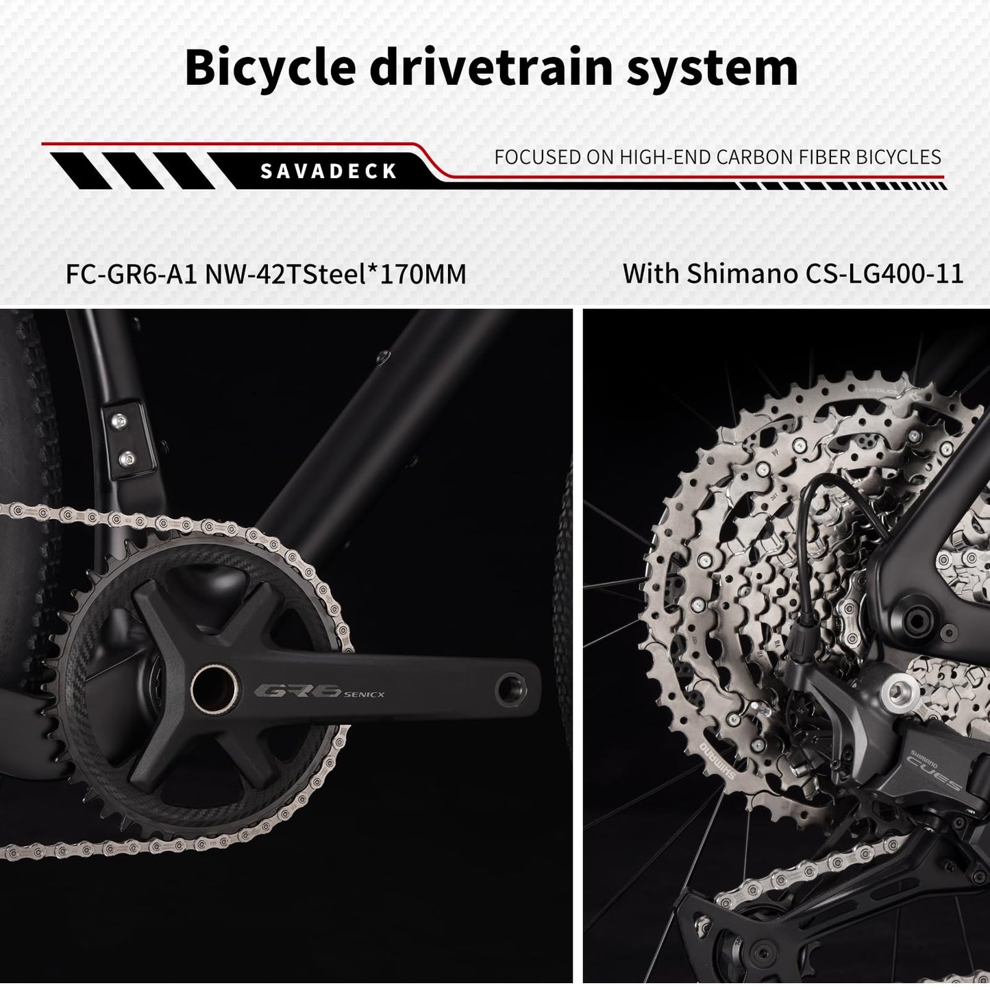 SAVADECK Carbon Gravel Bike - T800 Carbon Frame & Fork | Shimano U6000 11-Speed Groupset | Hydraulic Disc Brakes | 700CX40mm All-Terrain Tires | Men & Women Road/Off-Road Bicycle (Gold, 55cm)