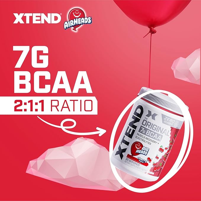 Original BCAA Powder Airheads Candy Flavor, 7g BCAA and 2.5g L-Glutamine, Sugar Free Post Workout Muscle Recovery Drink with Amino Acids for Men & Women, 30 Servings