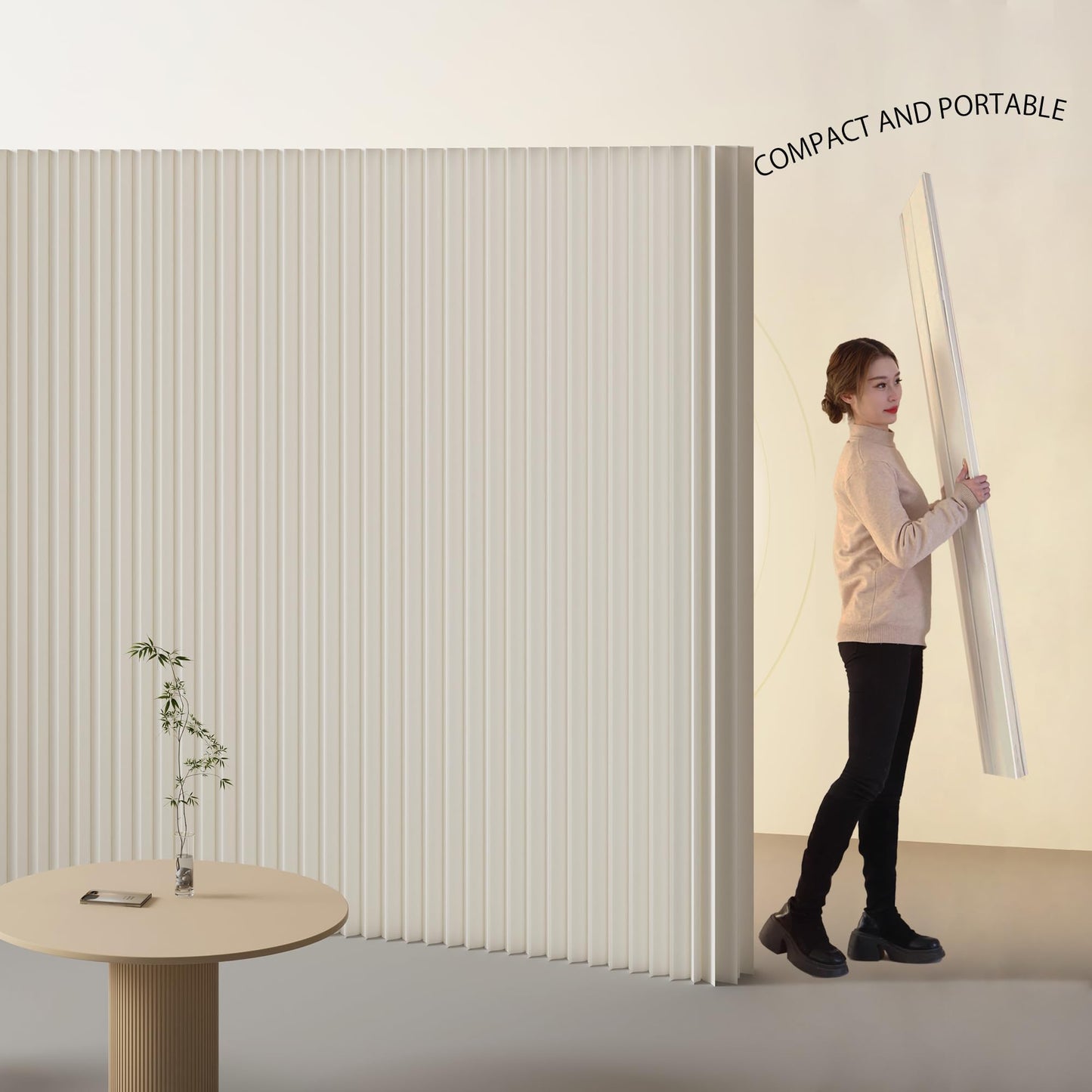 Paper Room Divider, Folding Privacy Screen Lightweight Stretchable Accordion Room Divider Wall, Portable Paper Wall Divide for Home, Office, Clothing Shop (White, L：118in x W: 17in x H：79in)