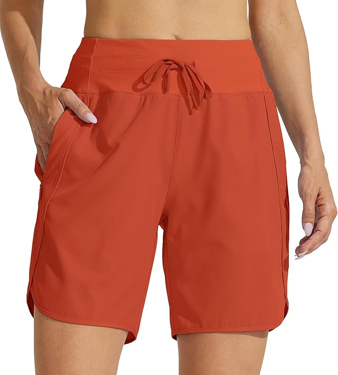 Willit Women's 7" Athletic Running Shorts Long Workout Hiking Shorts Quick Dry High Waisted Active Zipper Pocket(X-Large)