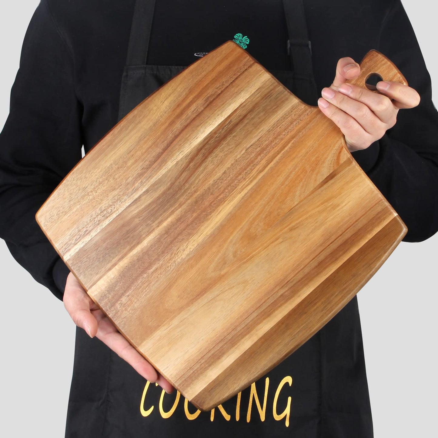 16.6"x13" Large Acacia Wood Cutting Board with Handle Big Wooden Charcuterie Boards Butcher Block Meat Cutting Boards for Kitchen Decor Bread Cheese Serving Platter Thick Teak Chopping Board Food Tray