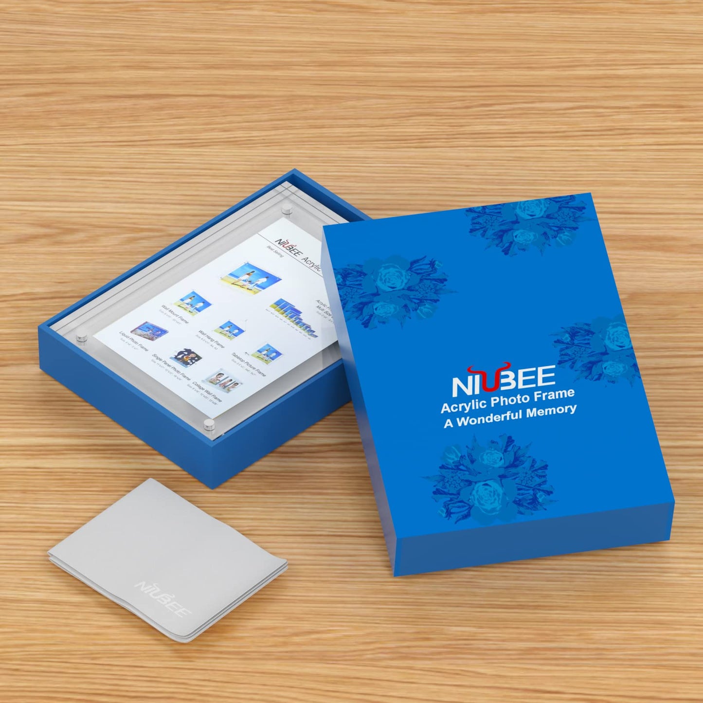 NIUBEE 4x6 Acrylic Picture Frame, Photo Frame 20% Thicker Block,Clear Frameless Acrylic Frames Double Sided,Magnetic frames for Desktop Display