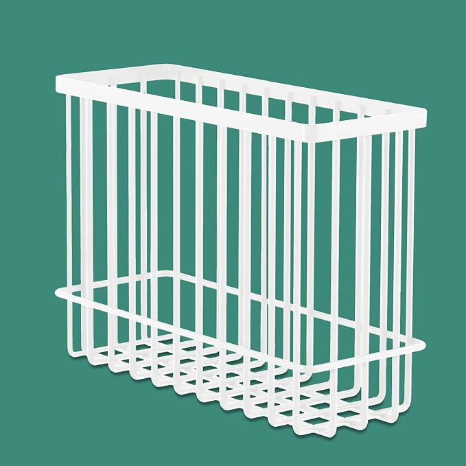 2 Pack Cabinet Door Organizer, Foil and Plastic Wrap Organizer, Wall Mounted Kitchen Organizers and Storage Wire Basket, Pantry Door Storage Kitchen Wrap, White