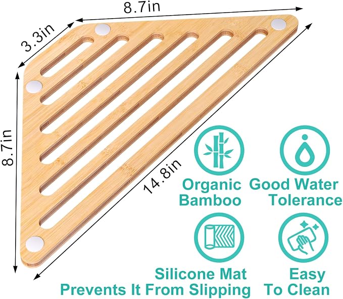 VERTORGAN Dish Drying Rack for Sink Corner,Over The Sink Bamboo Dish Drainer Drying Rack,Dish Drainer Mat for Kitchen,Sink Accessories(Natural)