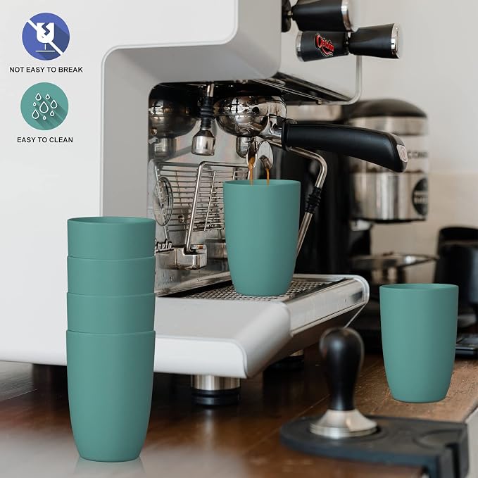 Wrova Wheat Straw Cups 6 PCS Good Alternative to Plastic Reusable Cups 20 oz Unbreakable Drinking Cup Reusable Dishwasher Safe Water Plastic Glasses Green