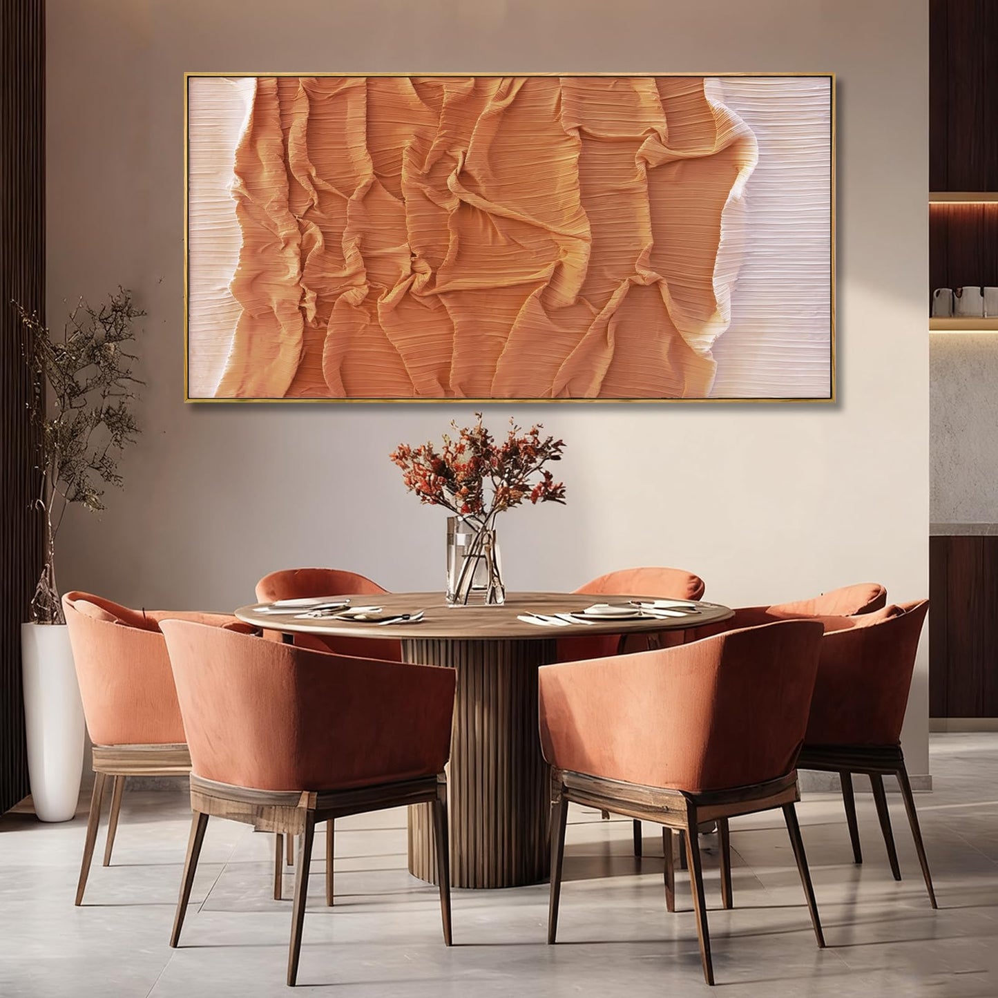 Hue7Art Modern Textured Abstract Canvas Wall Art in Warm Neutral Brown Minimalist Style Artwork for Living Room Bedroom Office Hallway Home Wall Decor 24x48 Inch