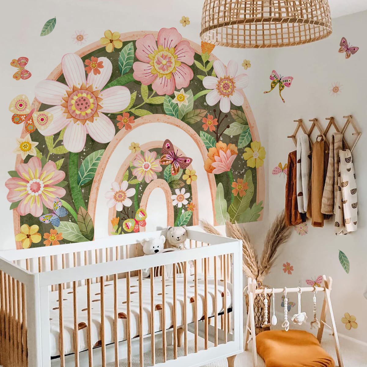 Siraveil Art Rainbow Wall Decal Nursery Stickers Decor Fairy Butterfly Decal DIY Room Wall Art Decor for Baby Nursery Kids Girls Bedroom Classroom 35.4x11.8 Inch