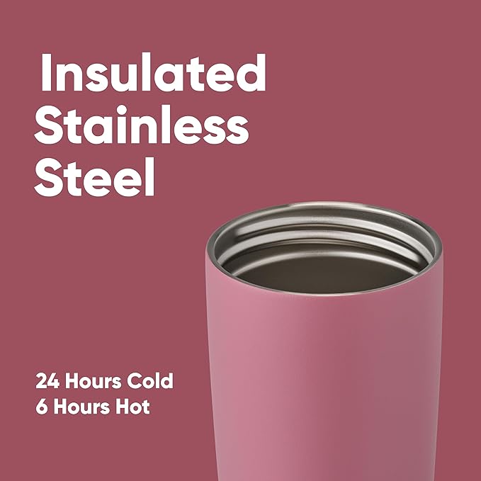 Owala SmoothSip Slider Insulated Stainless Steel Coffee Tumbler, Reusable Iced Coffee Cup, Hot Coffee Travel Mug, BPA Free 20 oz, Purple/Pink (Crochet Queen) (Pack of 8)