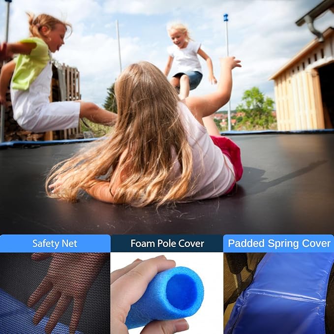 Serenelife 12FT 10FT 8FT Recreational Trampolines with Enclosure Net and Ladder and Anti-Rust Coating, ASTM Approved Trampoline Outdoor for Kids and Adults Outdoor Yard Trampolines