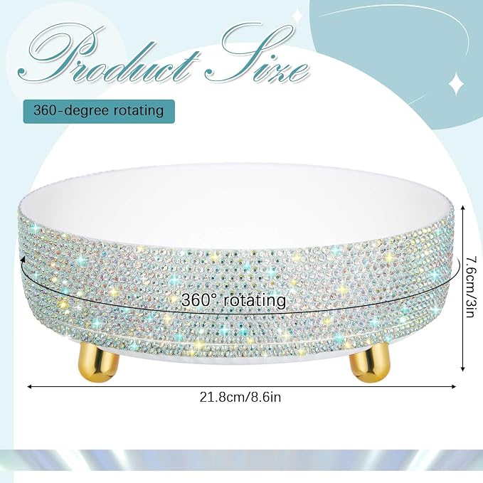 Honeydak 360 Rotating Perfume Organizer Gift for Women, Rhinestone Preppy Skincare Organizer Bathroom Counter Makeup Holder Skincare and Perfume Storage for Cosmetic(1 Tier,Resin Diamond,AB Color)