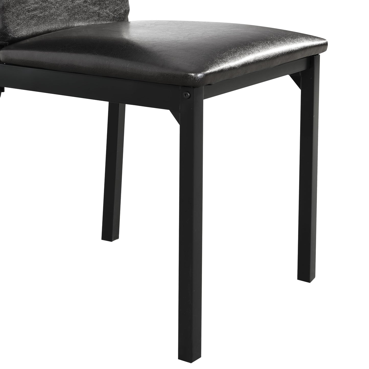 Roundhill Furniture 5 Piece Citico Metal Dinette Set with Laminated Faux Marble Top, White Table with Black Chairs