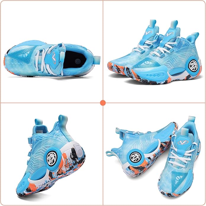 JMFCHI Kids Basketball Shoes High-top Sports Shoes Sneakers Durable Lace-up Non-Slip Running Shoes Secure for Little Kids Big Kids and Boys Girls