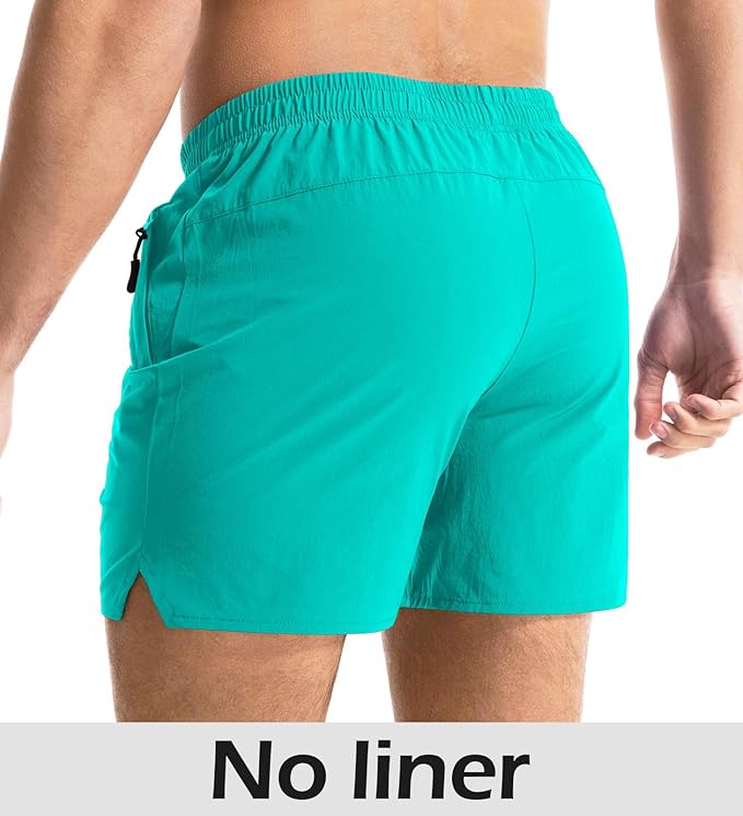Aolesy Men's Gym Shorts Linerless & Liner - 5" Quick Dry Workout Running Shorts with Zip Pockets Sports Athletic Shorts
