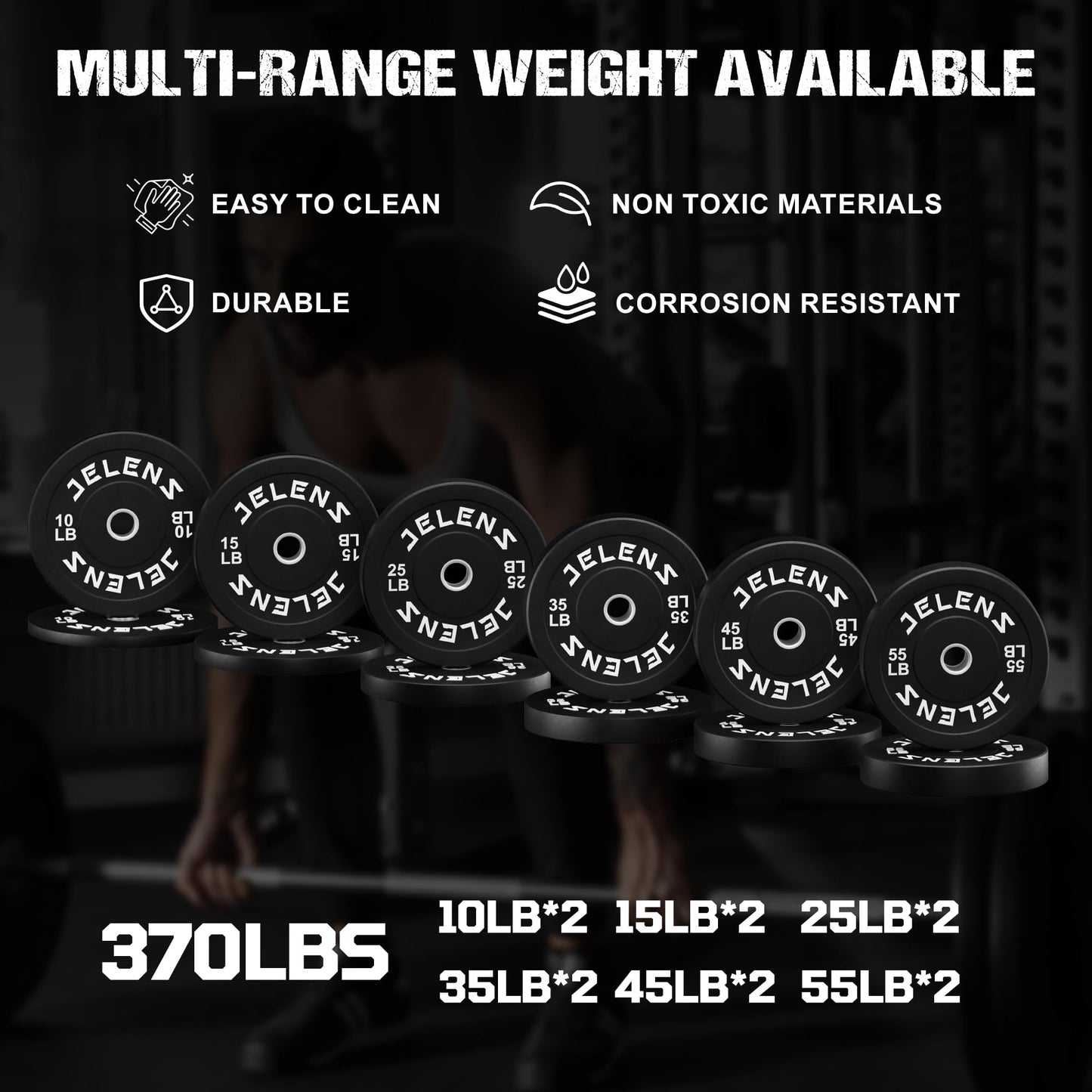 JELENS Smith Machine for Home Gym, Multi-Function M12 Power Cage with Cable Crossover System, Squat Rack with Smith Bar and More Attachment (Black, 370LB Black Weights Package)