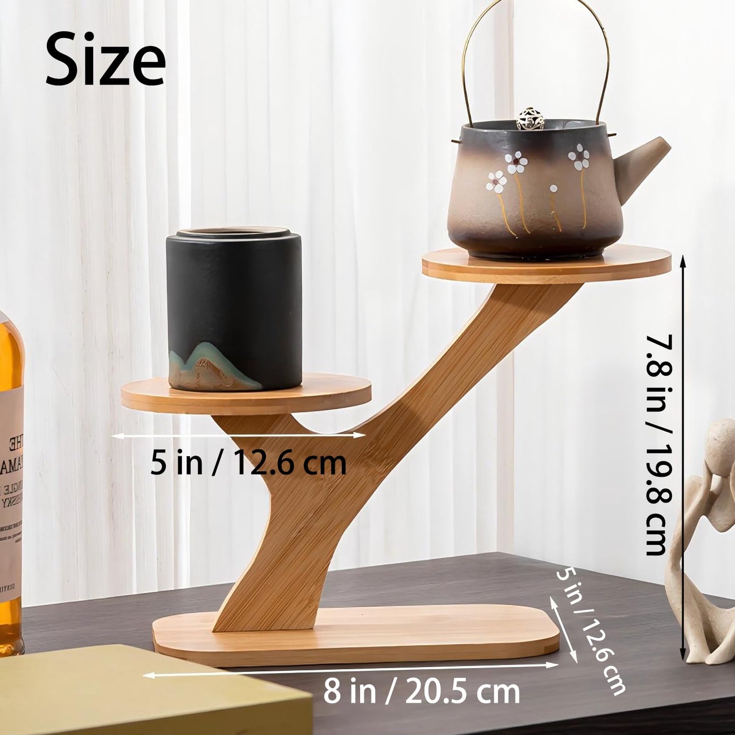 SRTFINE 2 Tiered Desk Plant Stand Bamboo Tree Plant Shelf Tabletop Succulent Herb Stand Desktop Plant Stand Indoor Plant Rack for in Living Room Office Decoration (2 Tiered)