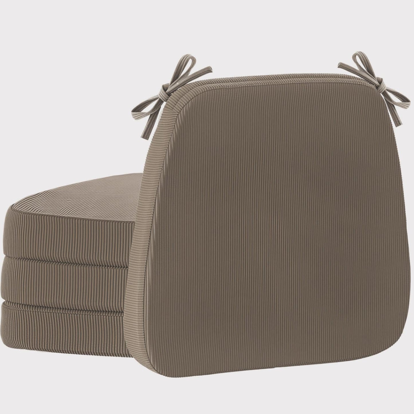 Nobildonna 2'' Thick High-Density Foam Indoor Chair Cushions | Dining Chair Pads with Ties, Removable Washable Cover, Kitchen Chair Cushions 17"x16",Light Brown 4 Pack