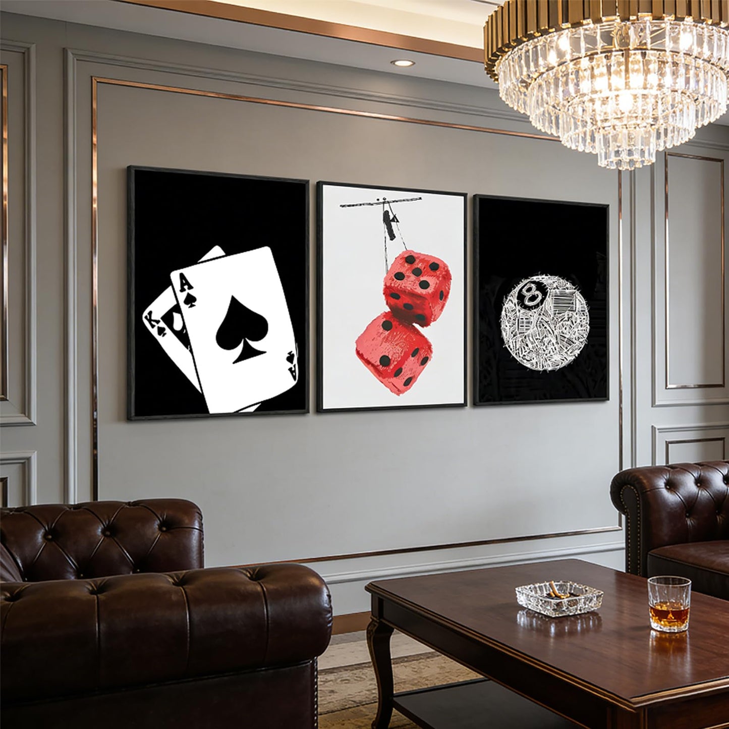 Electrilucn Trendy Graffiti 8 Ball Dice Black And White Poker Canvas Wall Art Funky Preppy Y2k Posters Prints Minimalist Painting Pictures Aesthetic Game Room Apartment Dorm Decor 12x16in Unframed