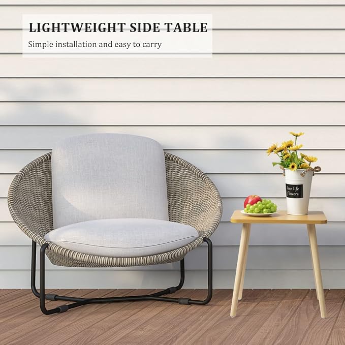 FORAOFUR Side Table, Modern Small End Table, Wood Nightstand for Living Room, Bedroom and Balcony, Rectangular Accent Table Home Decor, Easy Assembly, Natural