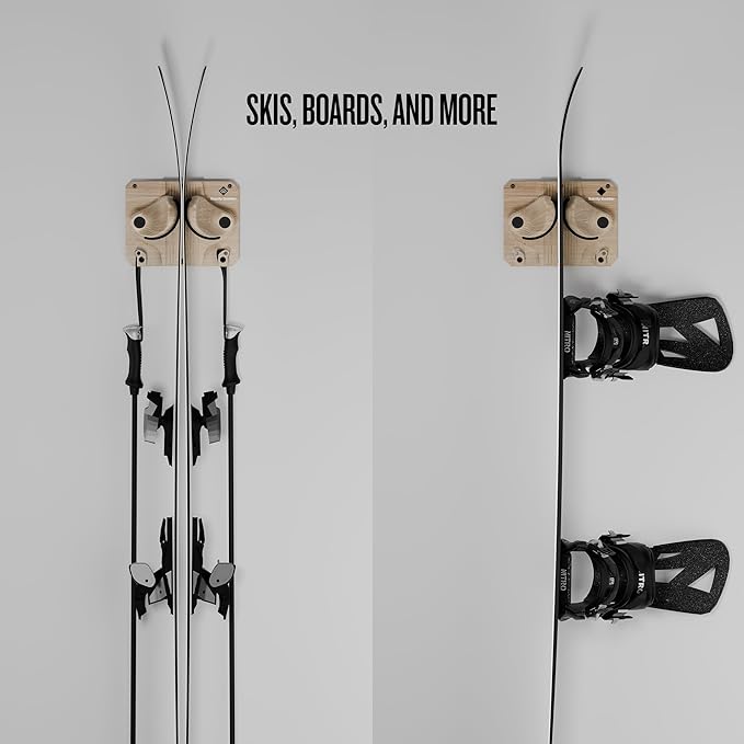 Ultimate Wall Storage Rack for Skis and Snowboards | Damage-Free Storage | Fits Any Ski or Snowboard | (Light Wood, 1)