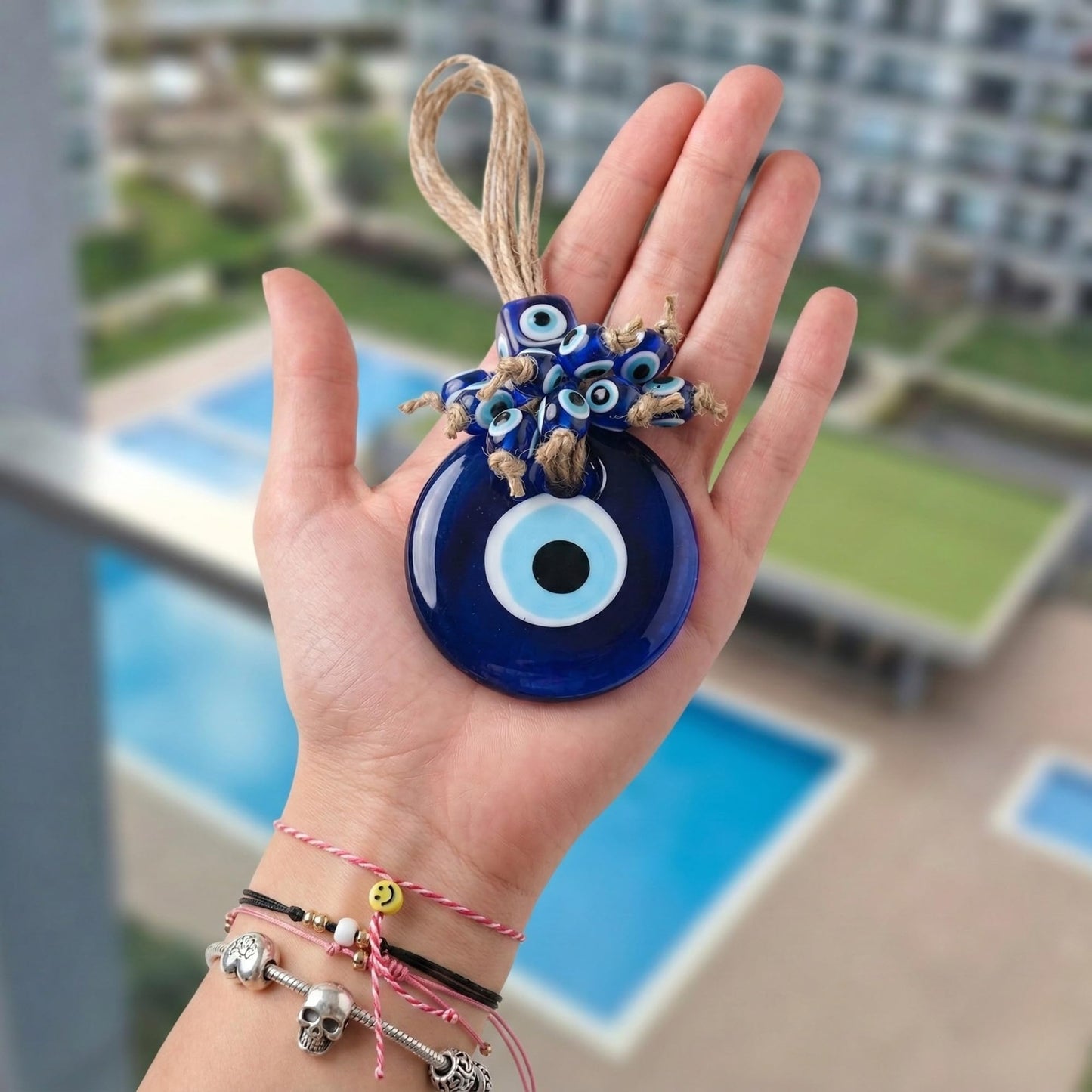 Candymosa 2.3" Turkish Evil Eye Decor Ornament - Blue Evil Eye Wall Hanging in a Box - Home Protection Charm Evil Eye Wall Decor - Turkish Nazar Amulet (Blue, 1pcs)