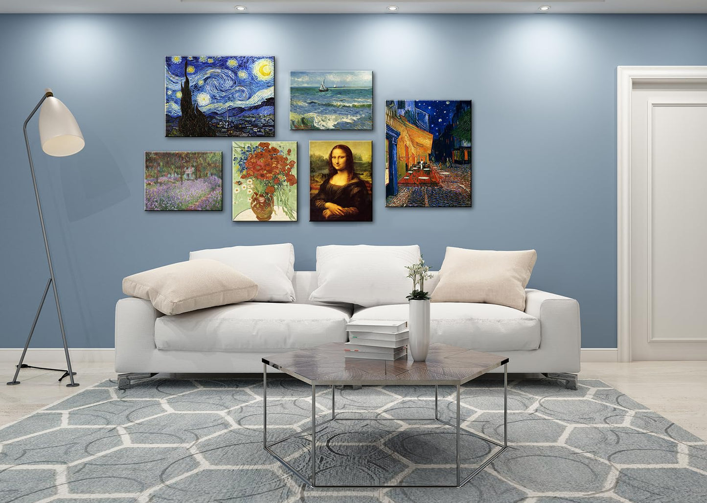 Starry Night, Vincent Van Gogh Canvas Wall art, Classic Paintings Framed Pictures Poster, Abstract Artwork Prints for Home Decor 12"x16"