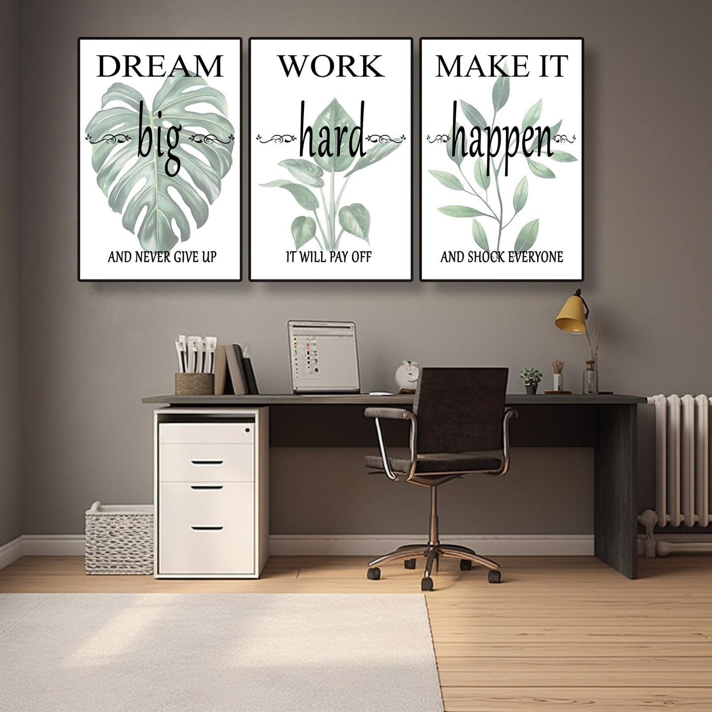 Pormipone 3Pcs Motivational Office Wall Decor Inspirational Canvas Wall Art,Quotes from Successful Entrepreneurs Wall Art Poster Canvas Print for Living Room Bedroom Study Office Home Decoration