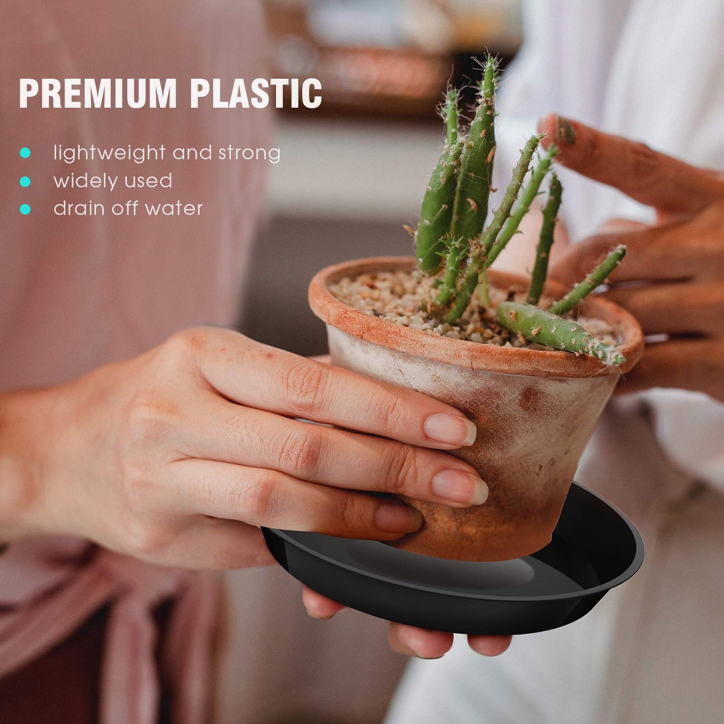 DUNPUTE 6 Pack Plant Saucer 4 6 8 10 12 14 16 18 20 22 Inch Plastic Plant Tray, Sturdy and Durable Flower Pot Container Accessories Plant Pot Saucers for Indoor and Outdoor (8 Inch, Black)