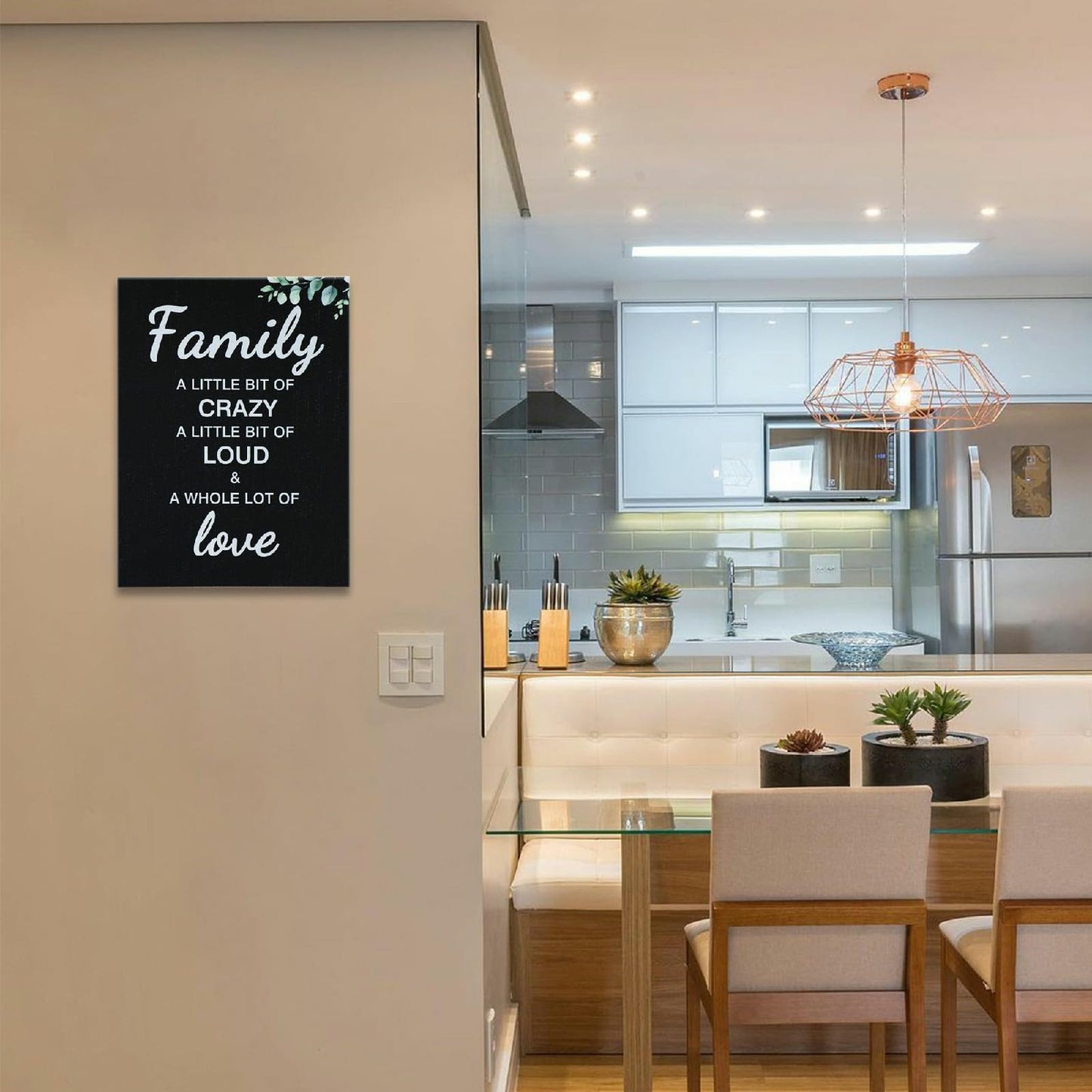Family Wall Decor Inspirational Quote Framed Canvas Wall Art Rustic Farmhouse Decor for Living Room Kitchen Entryway Decorations
