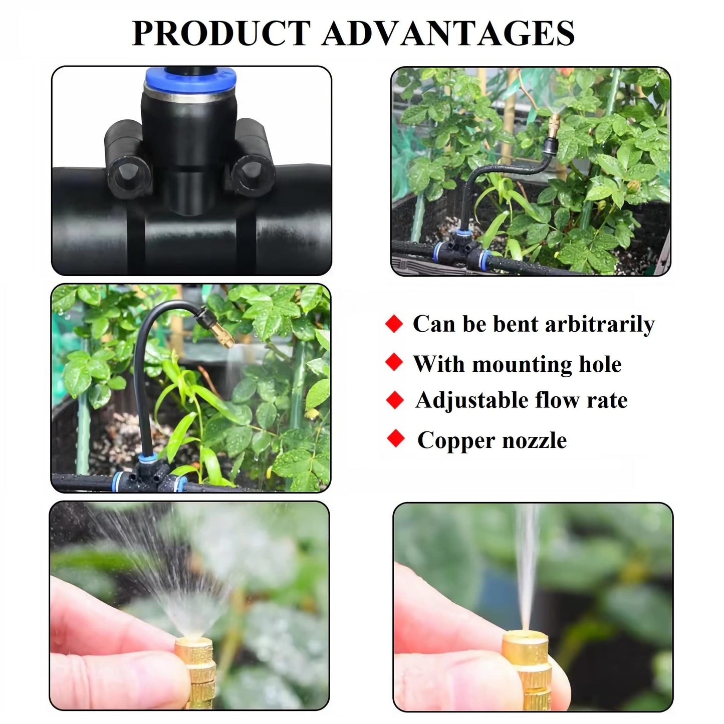 66FT Drip Irrigation Kit, Automatic Garden Watering System with Tool-Free Quick Connectors, 360° Bending Droppers & Copper Misting Nozzles for Greenhouse, Patio, Lawn & Vegetable Garden. (20M)