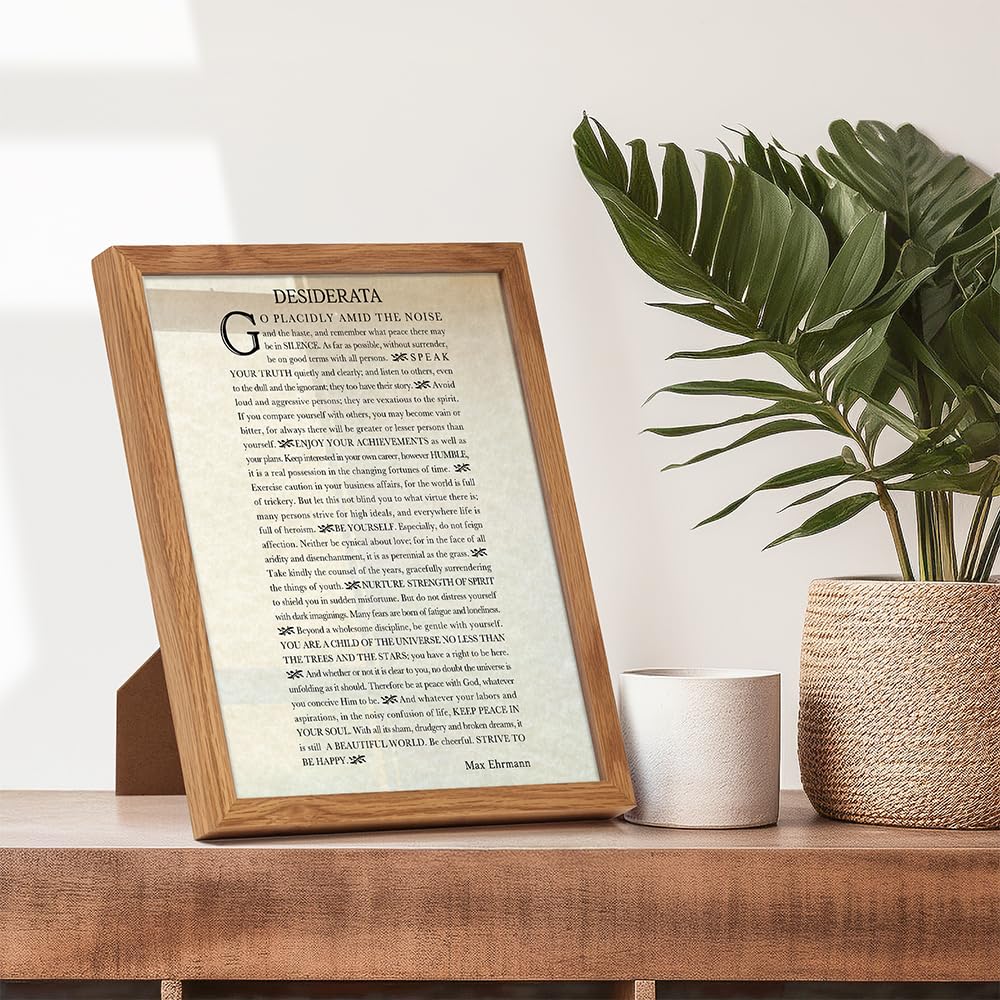 Desiderata Poem Wall Art Print FRAMED - Max Erhman - Typography - Makes a Great Gift for Home Decor - Inspirational and Motivational - Framed 8x10 Photo