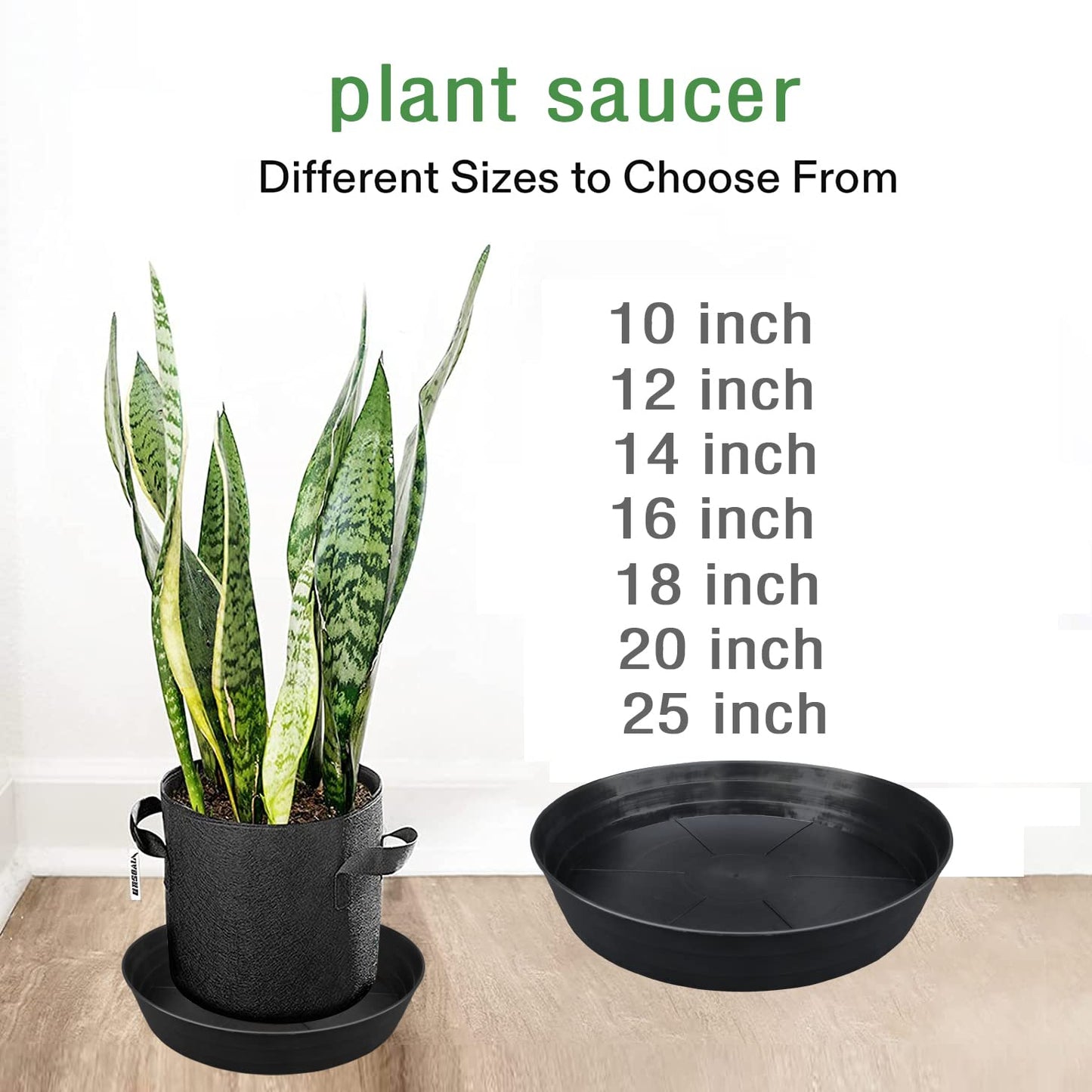 Plant Saucer 10 12 14 16 18 20 25 Inch Extra-Deep Plant Trays for Flower Pot, Heavy Drainage Tray for Indoors No Holes, 4 Pack of Plastic Plant saucers Water Catcher for Pots Base (10 Inch, Black)