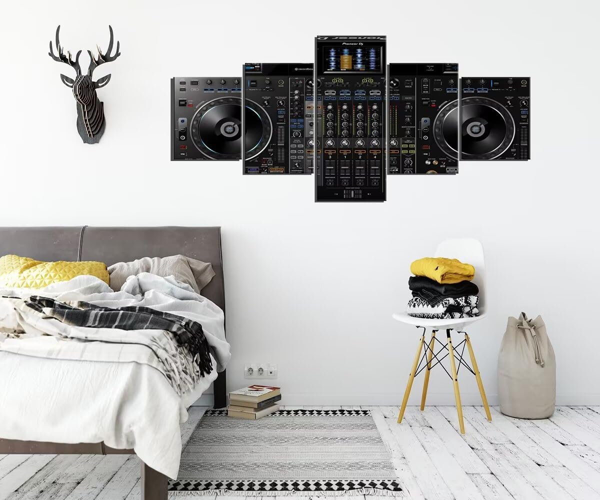 Wall HDQ Music Canvas Wall Art 5 Piece Audio Pictures DJ Wall Decor Musical Equipment Print Painting for Music room Recording Studio Living Room Bedroom Decor Gifts for Musician (50" Wx24 H)