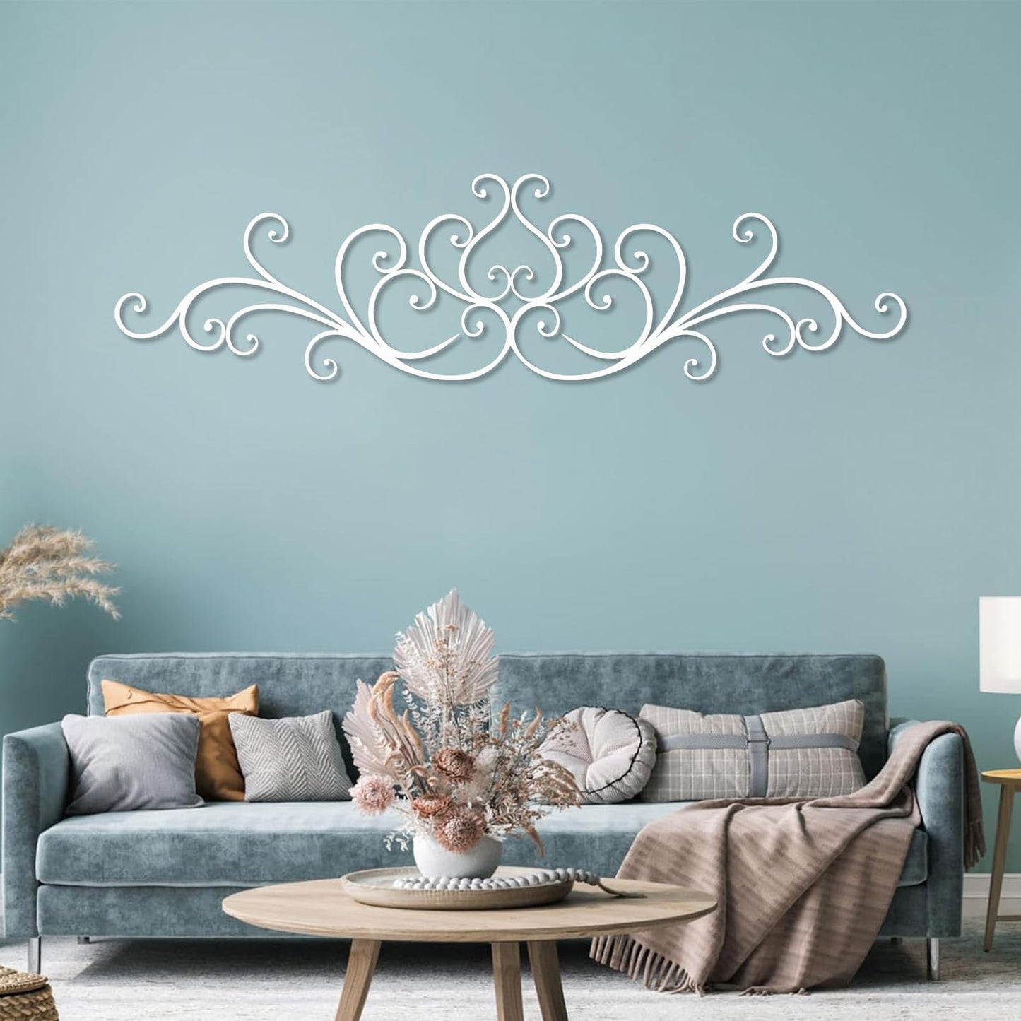 Hotuijxca Scroll Metal Wall Decor, Scroll Metal Wall Art, Rustic Iron Wall Decor for Living Room, Bedroom, Office(Black,35" x 9" / 90 x 23 cm)