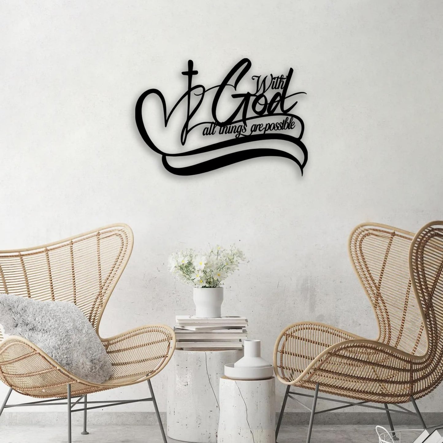 OPTYBVFD Cross Metal Wall Decor - Inspirational Room Decor Christian Wall Art Motivational Scripture Home Decor for Living Room, Bedroom, Dining Room, Bathroom, Office (Black)