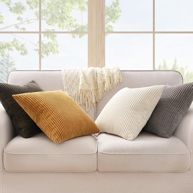 Topfinel Decorative Brown Throw Pillow Covers Cushion Cases, Set of 4 Soft Velvet Modern Double-Sided Designs Terracotta Home Decor ，Fall Style Throw Pillows 26x26 inches