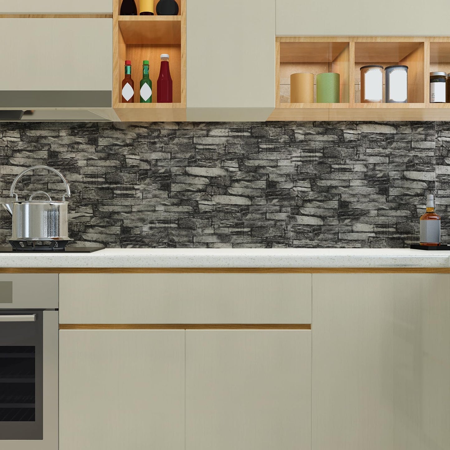 10PCS 3D Wall Panels Peel and Stick Foam, Self-Adhesive Decorative 3D Brick Wallpaper Wall Covering, Faux Stone Wall Panel Foam Brick for Living Room, Kitchen, Bathroom