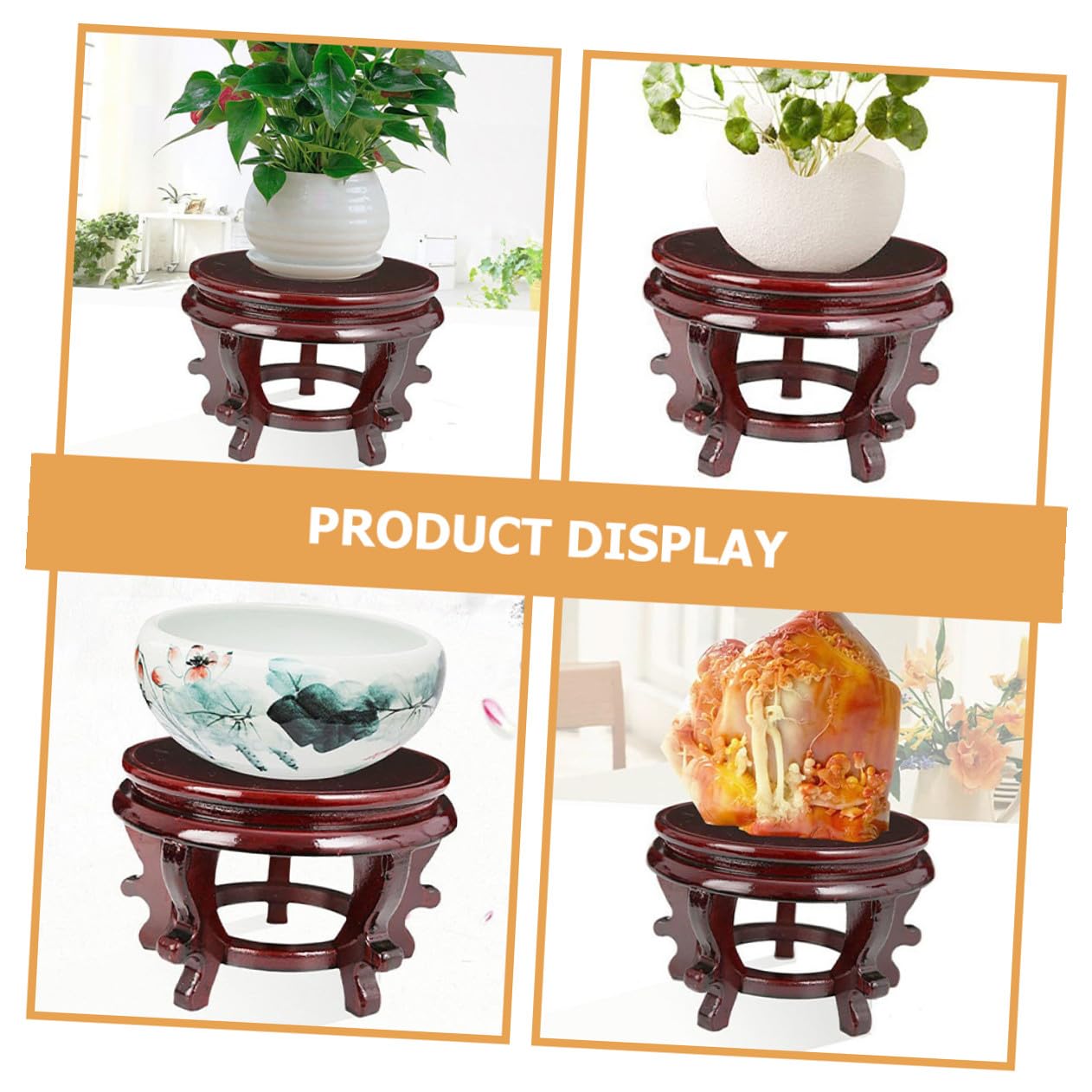 MAGICLULU Wooden Plant Stand Potted Plants Rack High-density Wood Base 16cm Diameter 10cm Height 80lb Load Capacity Indoor Display Pedestal for Home Décor