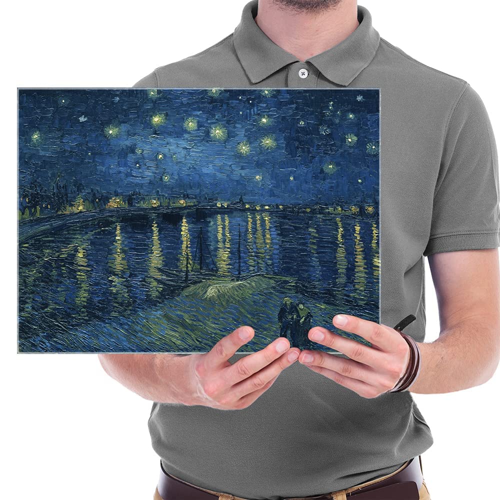 Wieco Art Starry Night Over the Rhone by Van Gogh Famous Oil Paintings Reproduction Modern Canvas Print Artwork Seascape Pictures on Canvas Wall Art for Home Office Decorations