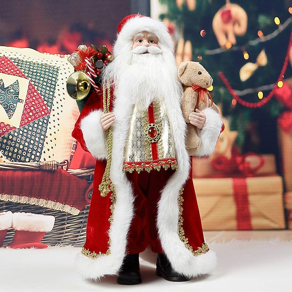 Uten 18" Santa Claus w/ Bear Christmas Decor Figure New Year/Holiday/Party/Home Decoration