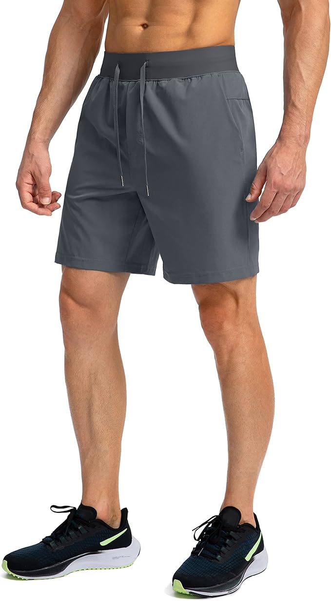 Men's Running Shorts with Zipper Pockets 9 Inch/ 7 Inch / 5 Inch Lightweight Quick Dry Gym Workout Athletic Shorts for Men(7inch)