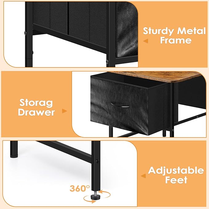 Coffee Tables for Living Room,Modern Small Coffee Table with 2 Large Storage Drawers,Wooden Square Center Table for Small Space,Apartment,Dorm,Home Office,Rusitc Brown