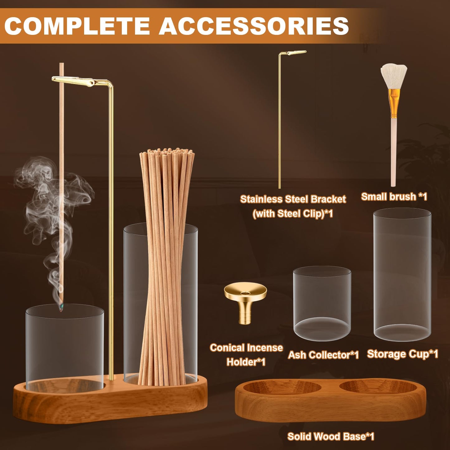 Glass Incense Holder, 3 in 1 Incense Sticks Burner Holder with Storage, Hang Upside Down Incense Holder for Sticks with Glass Ash Catcher for HolderBedroom House Yoga Meditation Zen