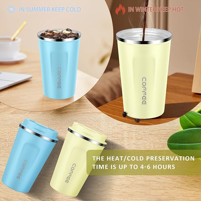CS COSDDI 12 oz Stainless Steel Vacuum Insulated Tumbler - Coffee Travel Mug Spill Proof with Lid - Coffee Cups for Keep Hot/Ice Coffee,Tea and Beer