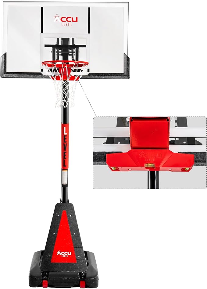 Crank Lift Basketball Hoop Outdoor 7.5-10ft Adjustable Portable Basketball Goal for Youth and Adults 44 Patented Angle Adjustable PC Backboard and Large Fillable Base