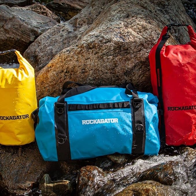 Waterproof Duffle Bag for Travel and Camping with Roll-Top Closure, Durable, All-Weather, and Versatile Dry Bag - Rockagator Mammoth Series (90 Liter, Light Blue)