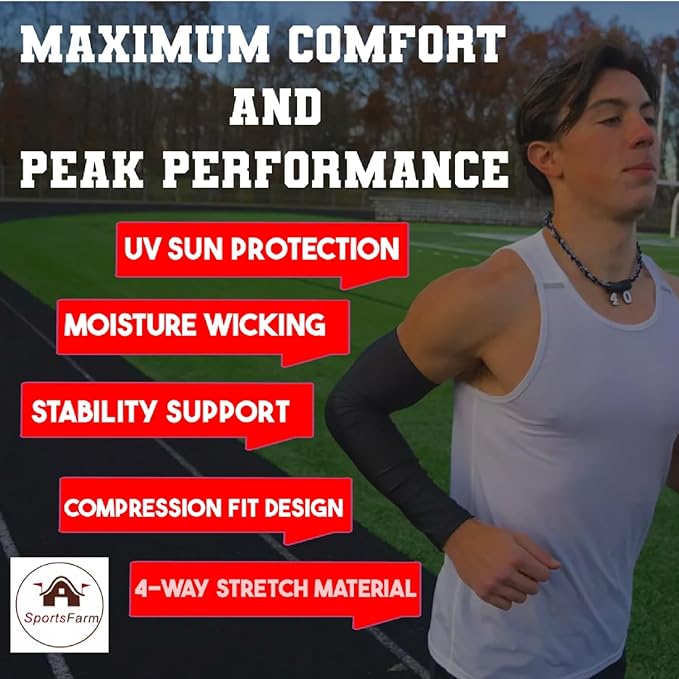 Youth & Adult Sizes Moisture Wicking Compression Arm Sleeve (1 Sleeve) (Over 100 Colors Available in Our Store)