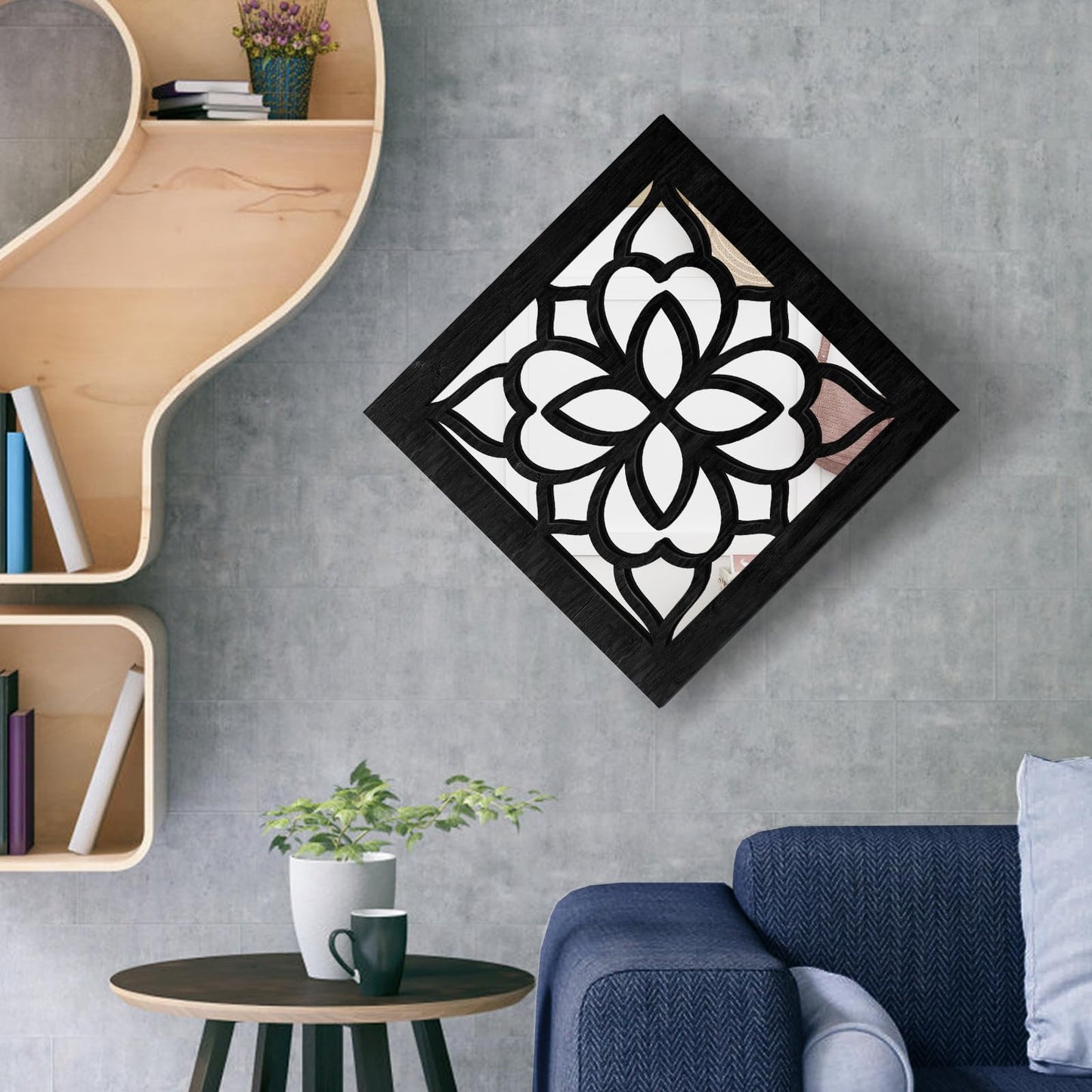 KOYILTD 2 PCS Square Wall Mirror,Rustic Farmhouse Wall Mirrors,12 inch Small Mirror Art (style2 Black)