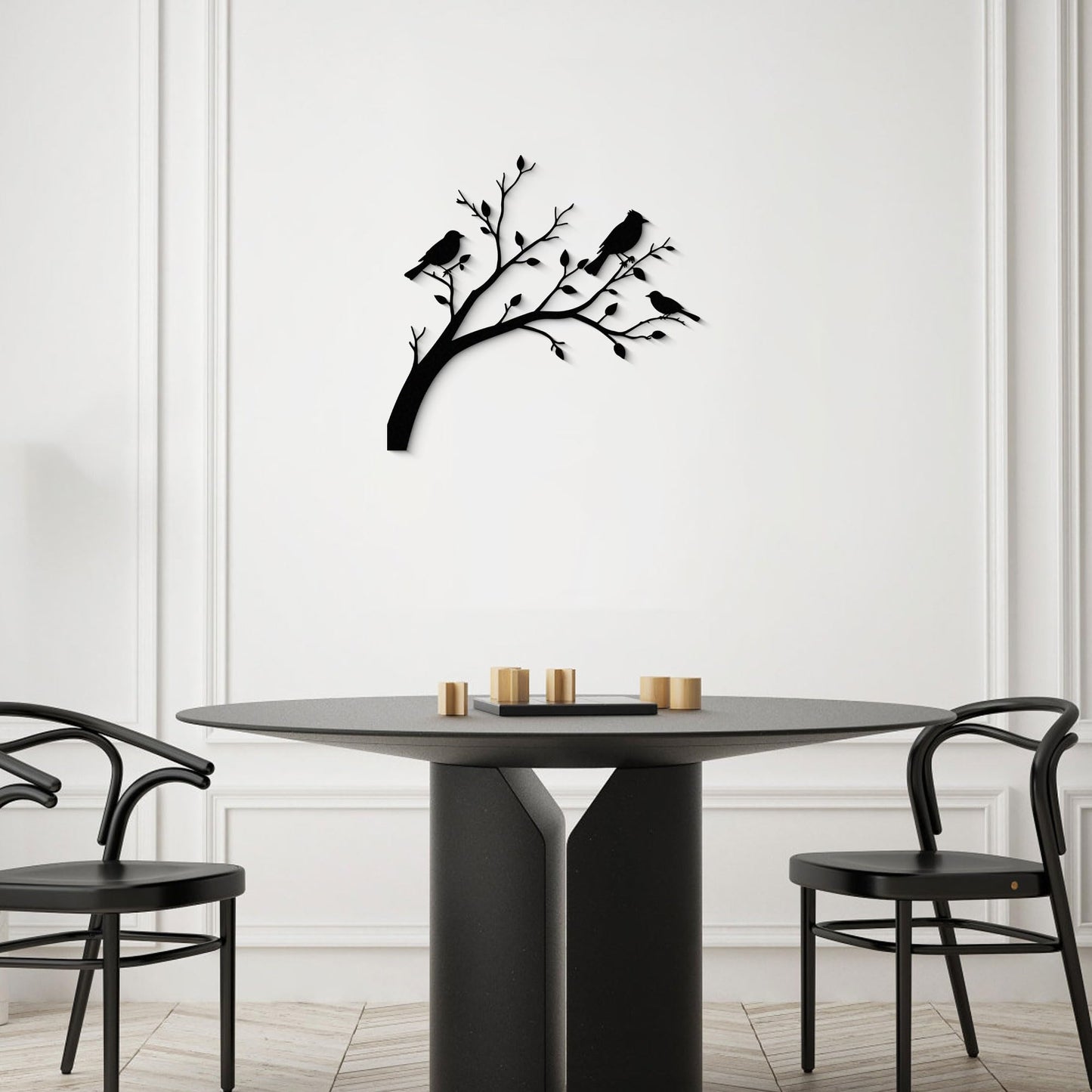 GlintHome Bird Black Metal Wall Art on Tree Branch Silhouette Bird Art Decor for Living Room Garden Bedroom Office Home Wall Decor 3D Textured Minimalist Sculpture