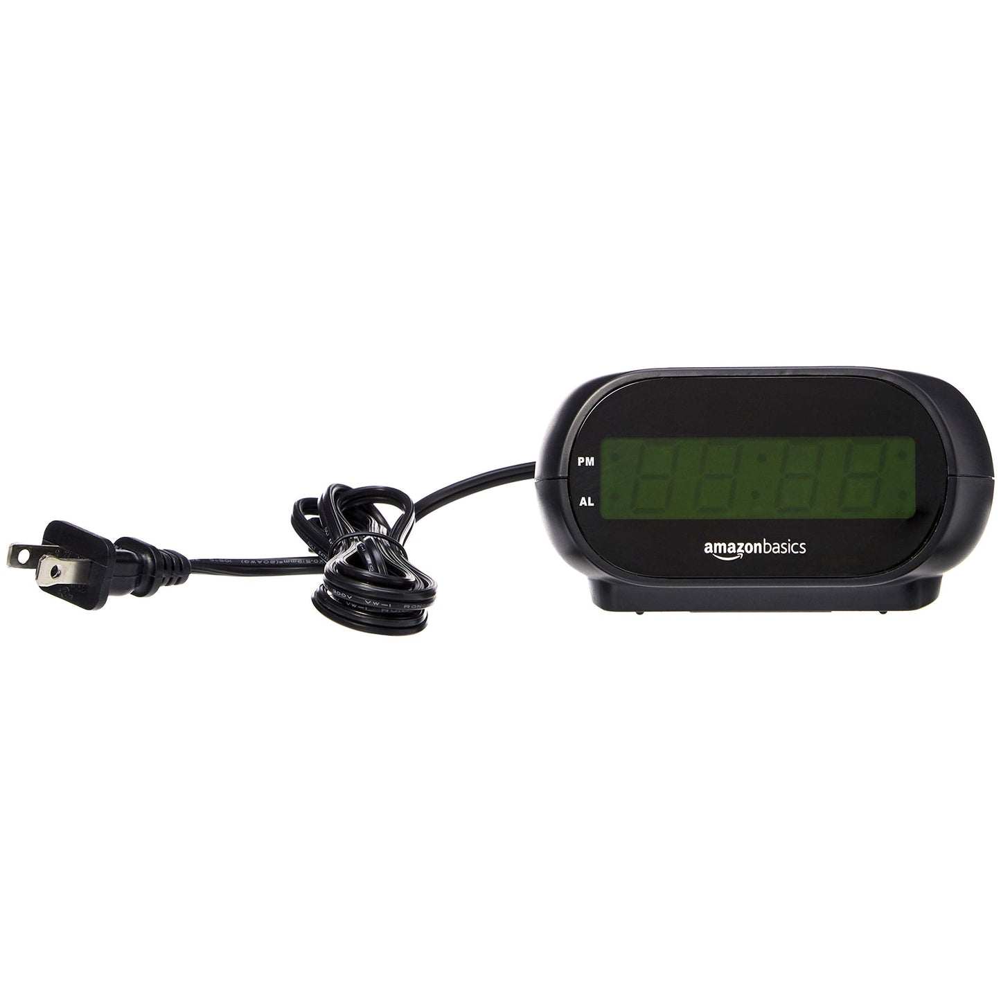 Amazon Basics Small Digital Oval Alarm Clock with LED Display, Nightlight, Snooze Function & Battery Backup, Black, 4.5 x 3.5 x 2.4 Inches